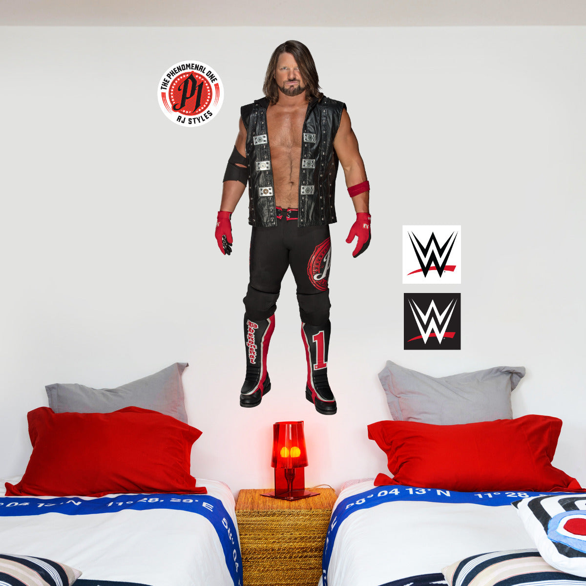 AJ Styles WWE Decal + Bonus Wall Sticker Set