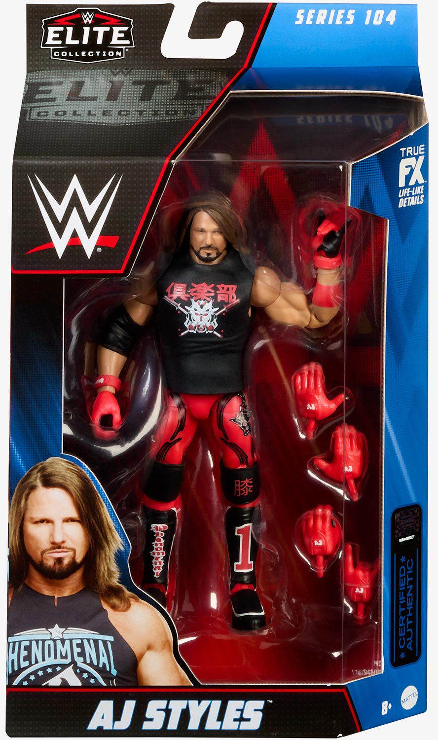 WWE Action Figure AJ Styles Elite Top Picks - 16 Cm Con Accessori E Articolazioni Deluxe