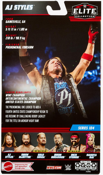 WWE AJ Styles Elite Collection Series 66 Action Figure - 6 Inch Posable Figure With Accessories