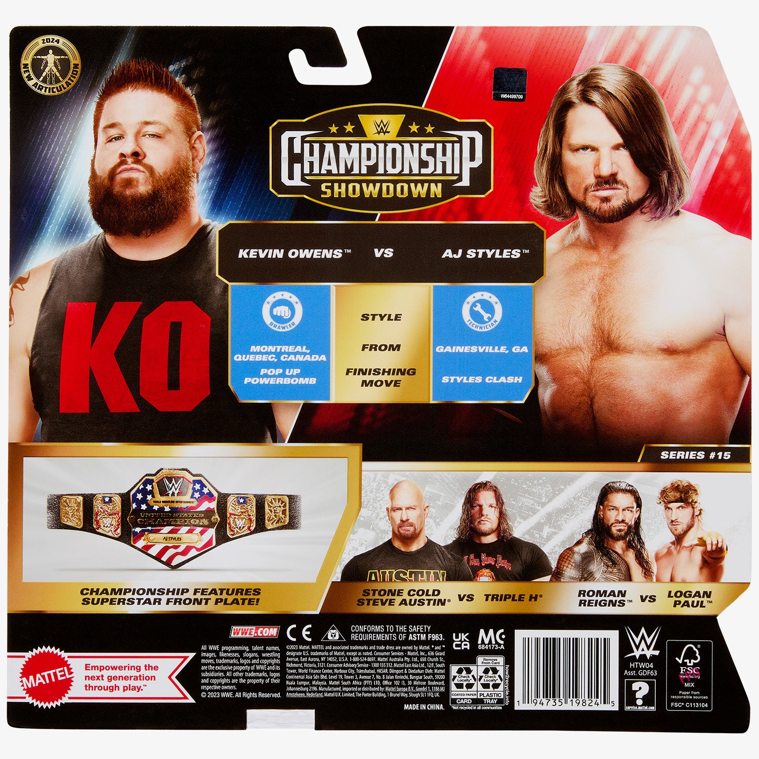 Kevin Owens & AJ Styles WWE Championship Showdown 2-Pack Series #15