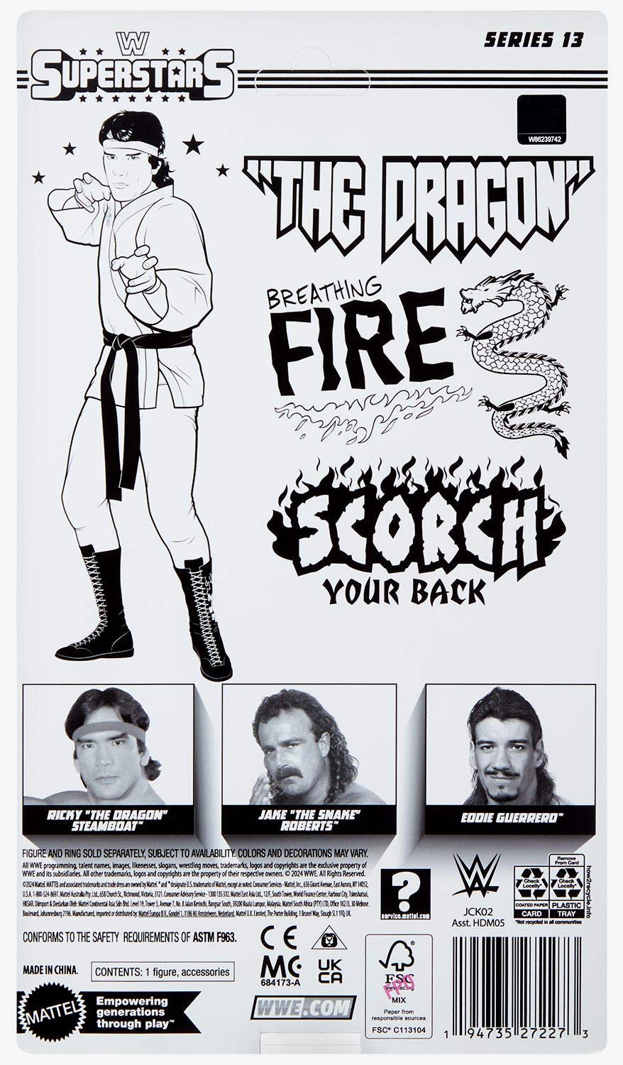 HASBRO WWF WWE Modellino Wresting Ricky Dragon Steamboat con carta EUR HASBRO WWF WWE Modellino Wresting Ricky Dragon Steamboat con carta EUR