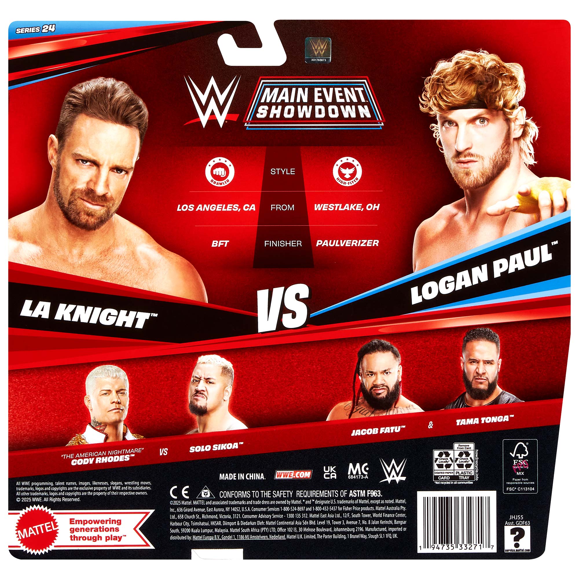 LA Knight vs Logan Paul WWE Main Event Showdown Series #24 (2-Pack)
