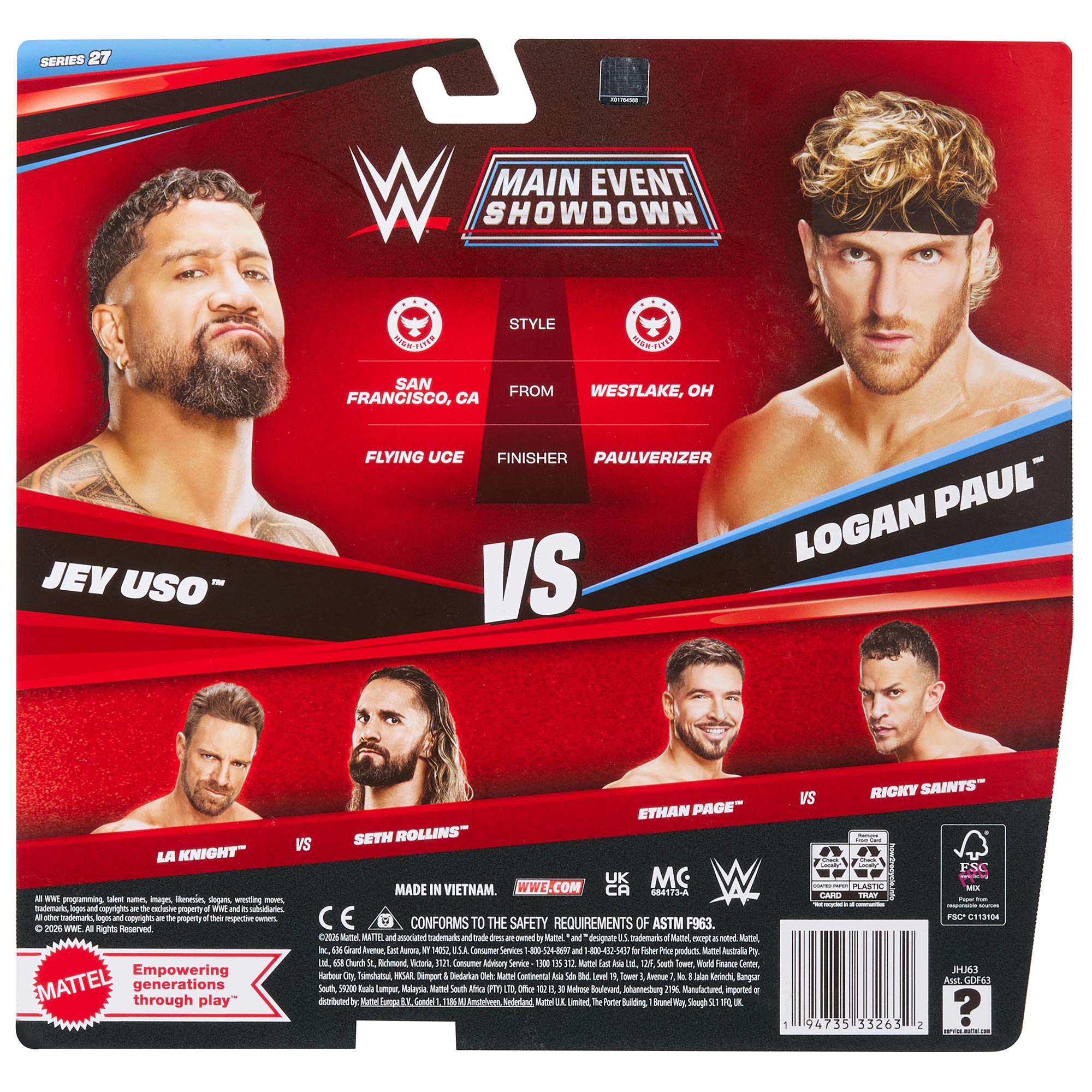 Jey Uso vs Logan Paul WWE Main Event Showdown Series #27 (2-Pack)