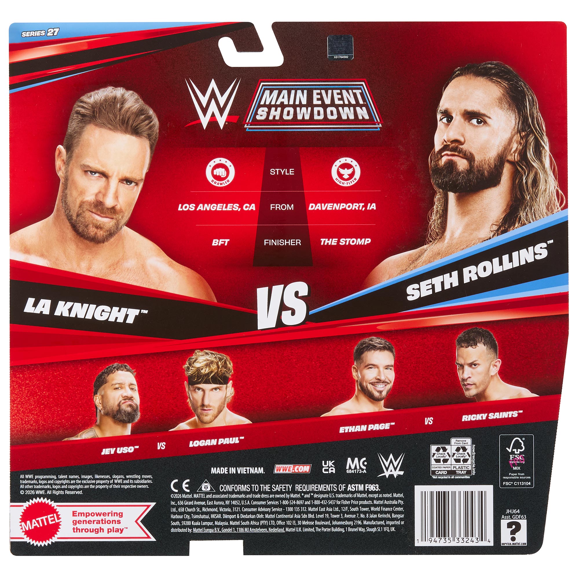 LA Knight vs Seth Rollins WWE Main Event Showdown Series #27 (2-Pack)