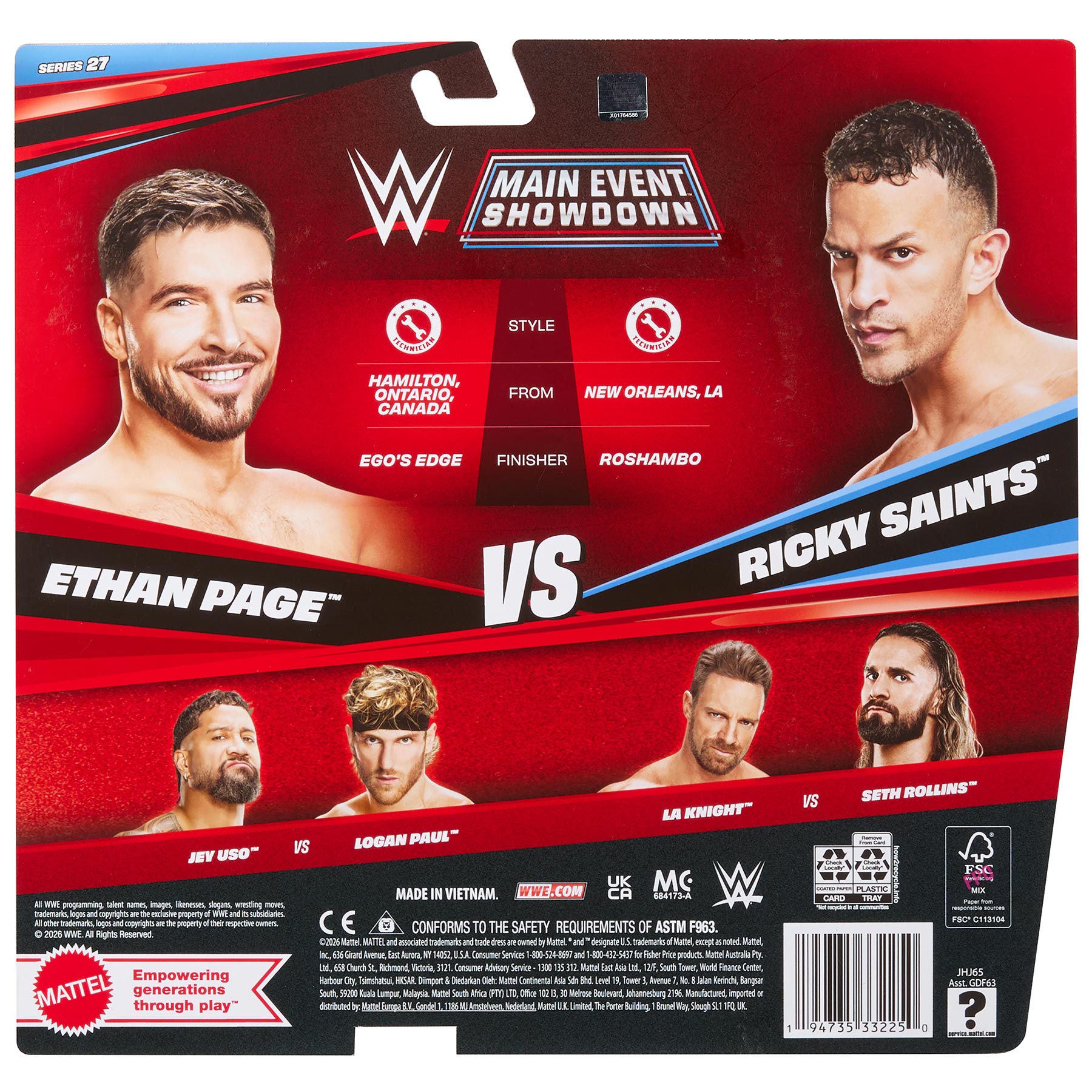 Ethan Page vs Ricky Saints WWE Main Event Showdown Series #27 (2-Pack)