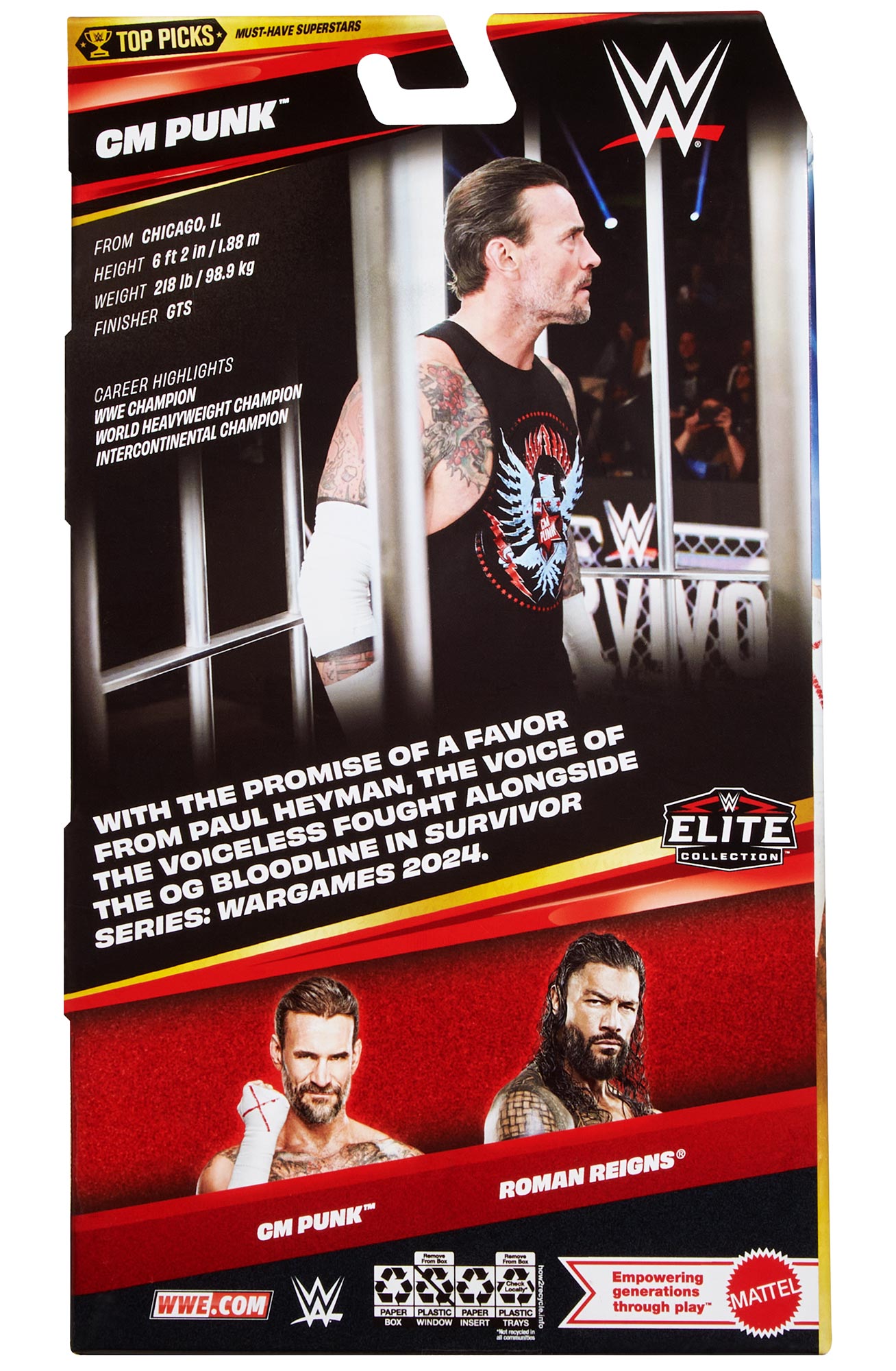 Mattel WWE Elite Collection Top Picks - Juego de figuras de acción y accesorios, Roman Reigns coleccionable de 6 pulgadas con articulación y piezas intercambiables Mattel WWE Elite Collection Top Picks - Juego de figuras de acción y accesorios, Roman Reigns coleccionable de 6 pulgadas con articulación y piezas intercambiables