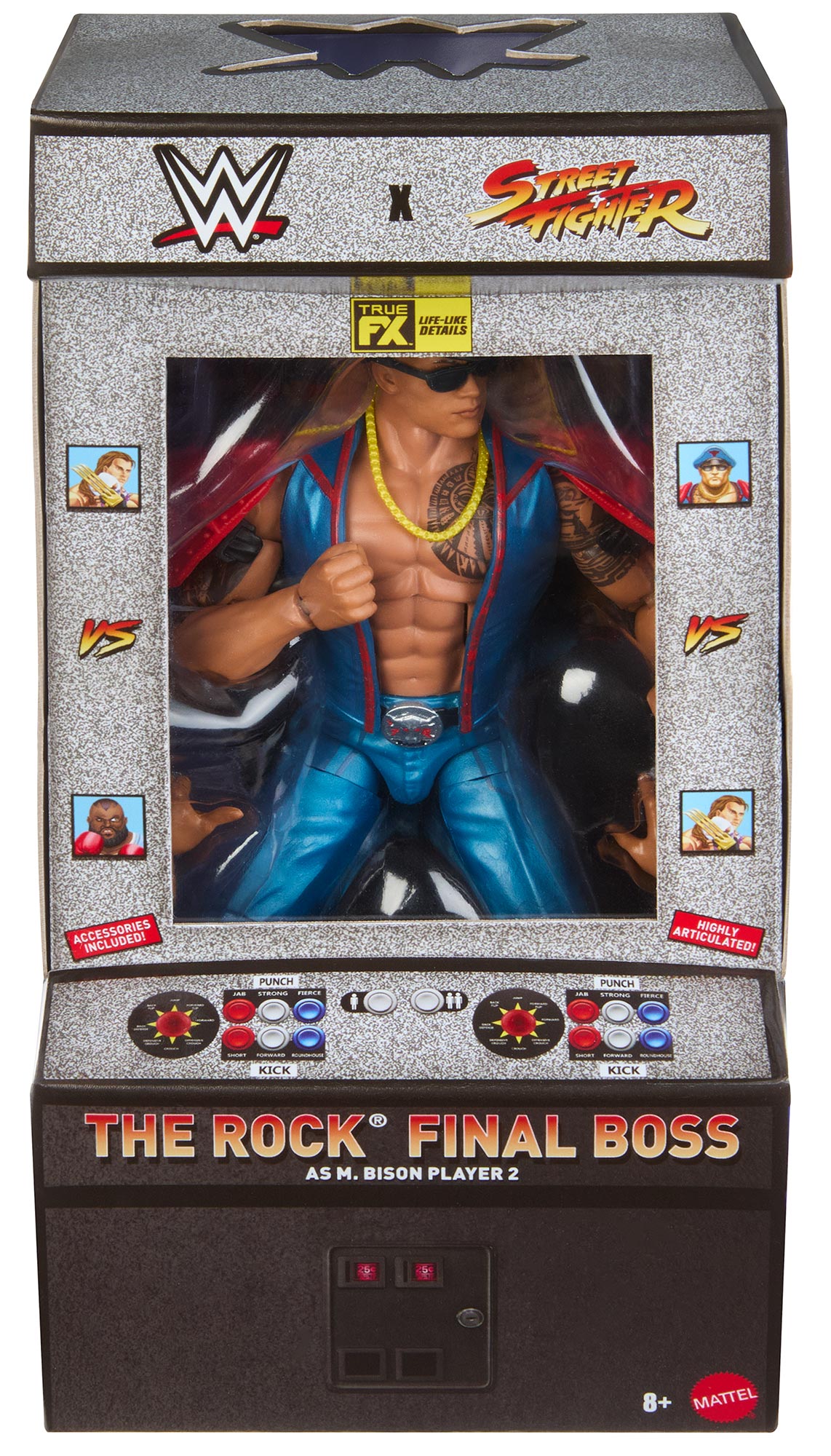 The Rock as M Bison Player 2 WWE Elite Collection x Street Fighter Series #4