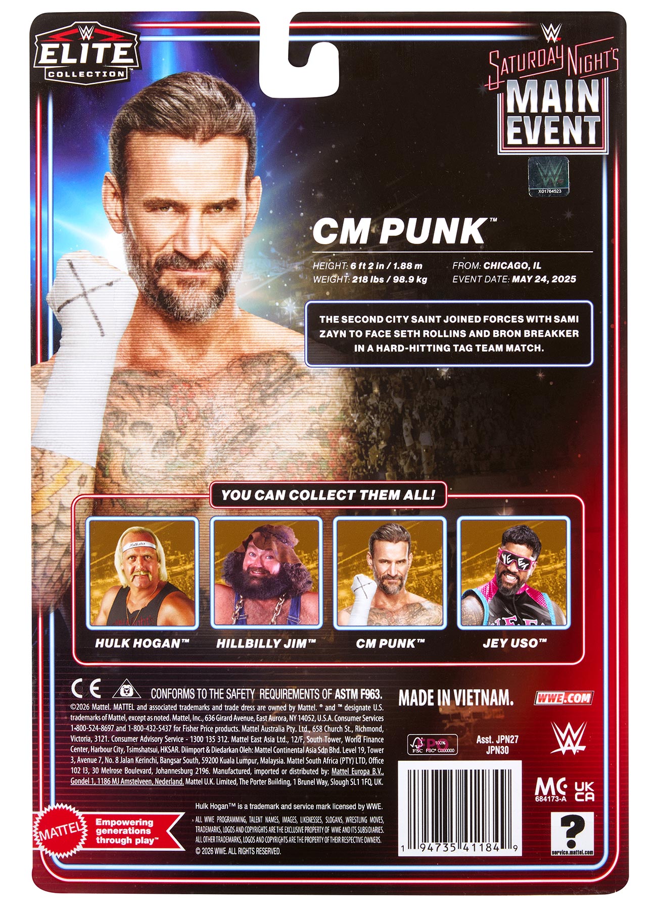 CM Punk WWE Saturday Night's Main Event Elite Collection Series #1