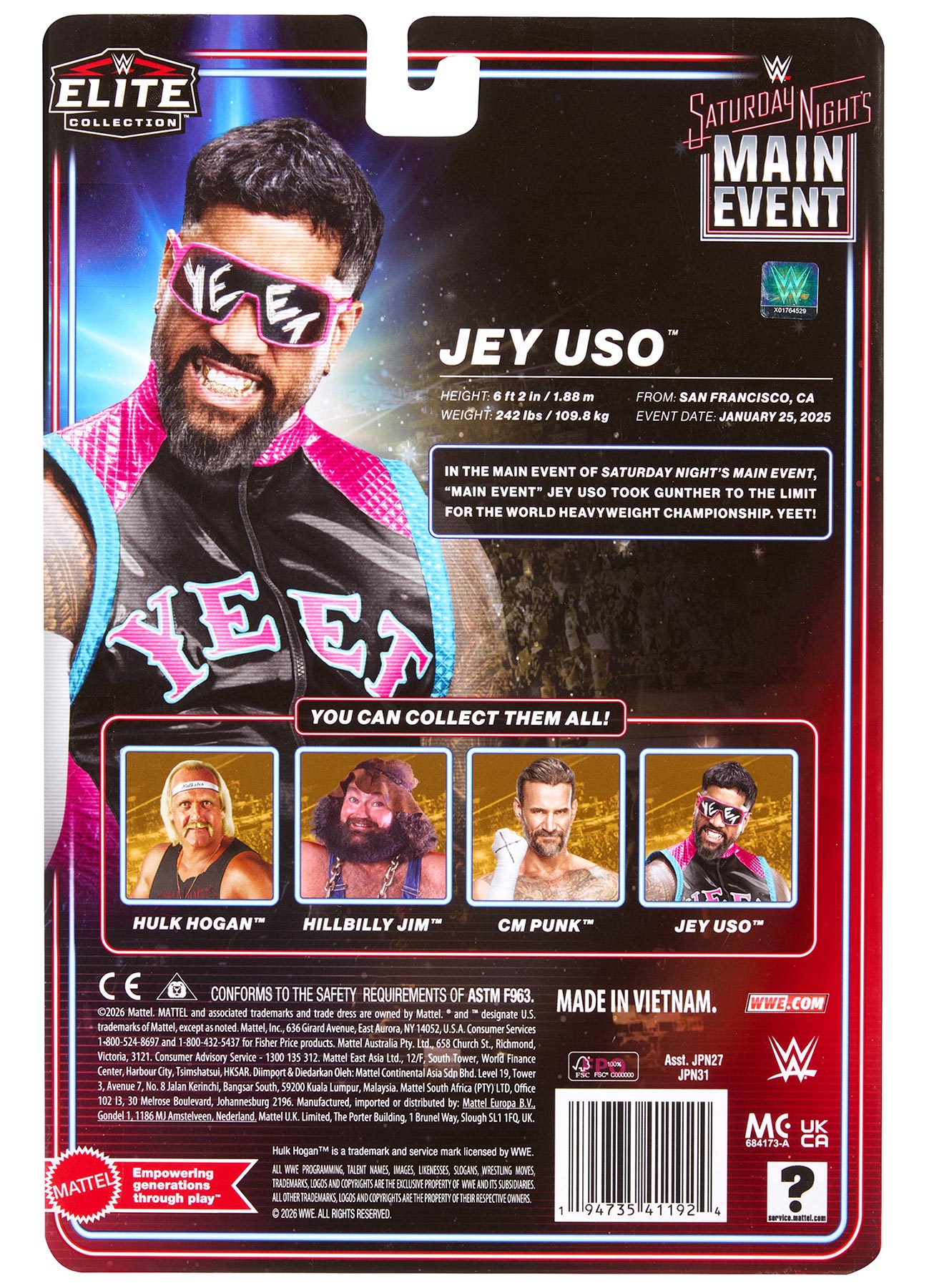 Jey Uso WWE Saturday Night's Main Event Elite Collection Series #1