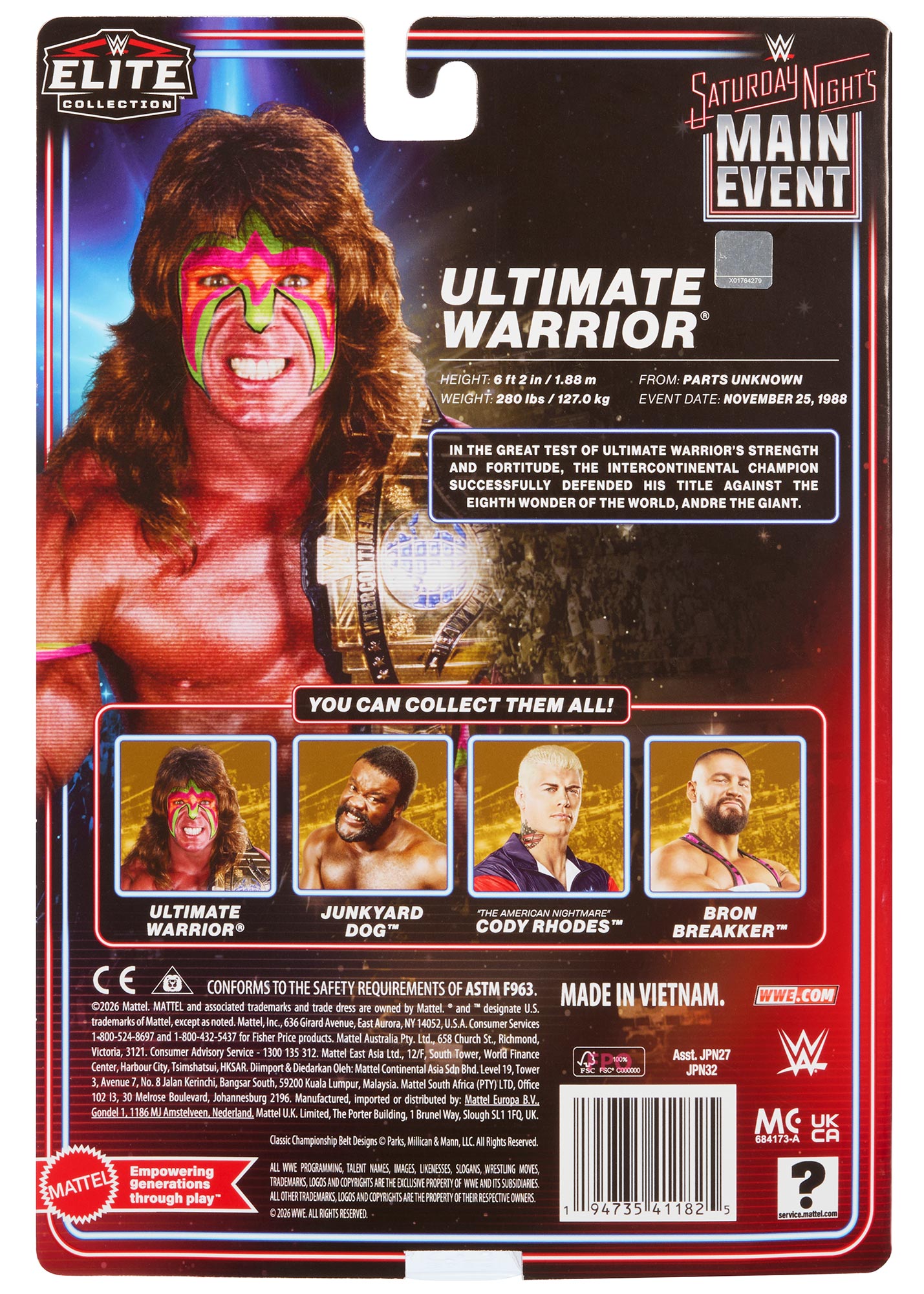 Ultimate Warrior WWE Saturday Night’s Main Event Elite Collection Series #2