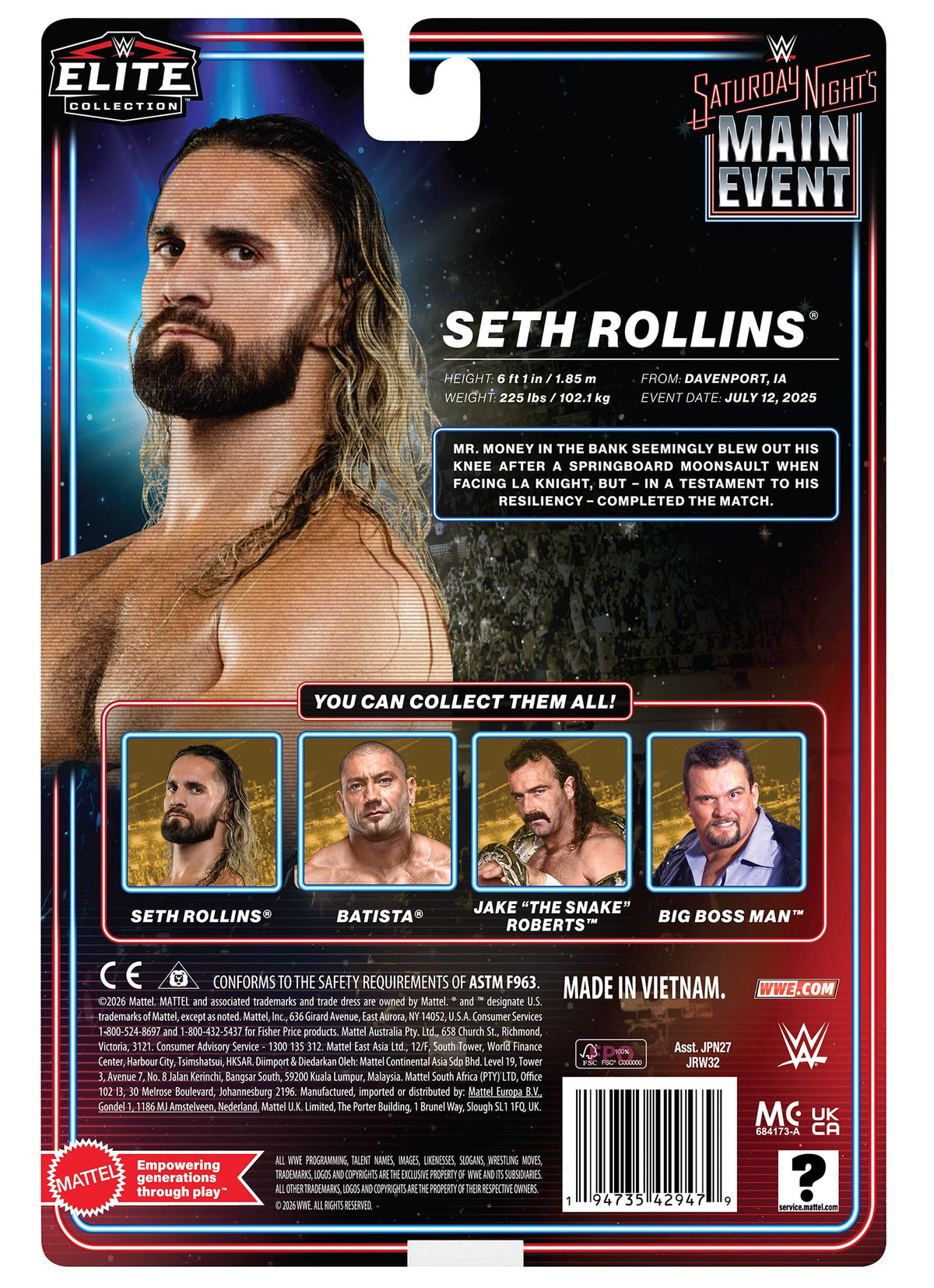 Seth Rollins WWE Saturday Night's Main Event Elite Collection Series #3