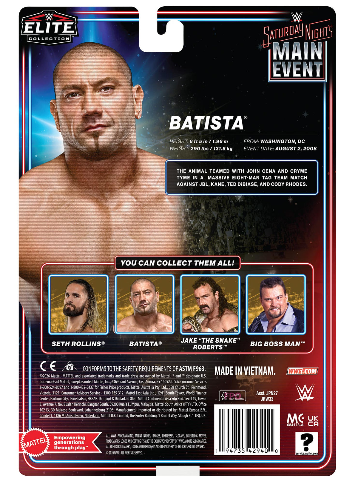Batista WWE Saturday Night's Main Event Elite Collection Series #3