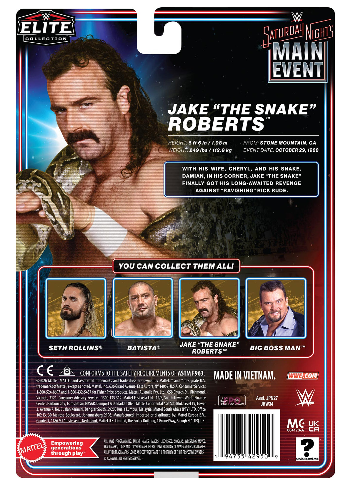 Jake "The Snake" WWE Saturday Night's Main Event Elite Collection Series #3