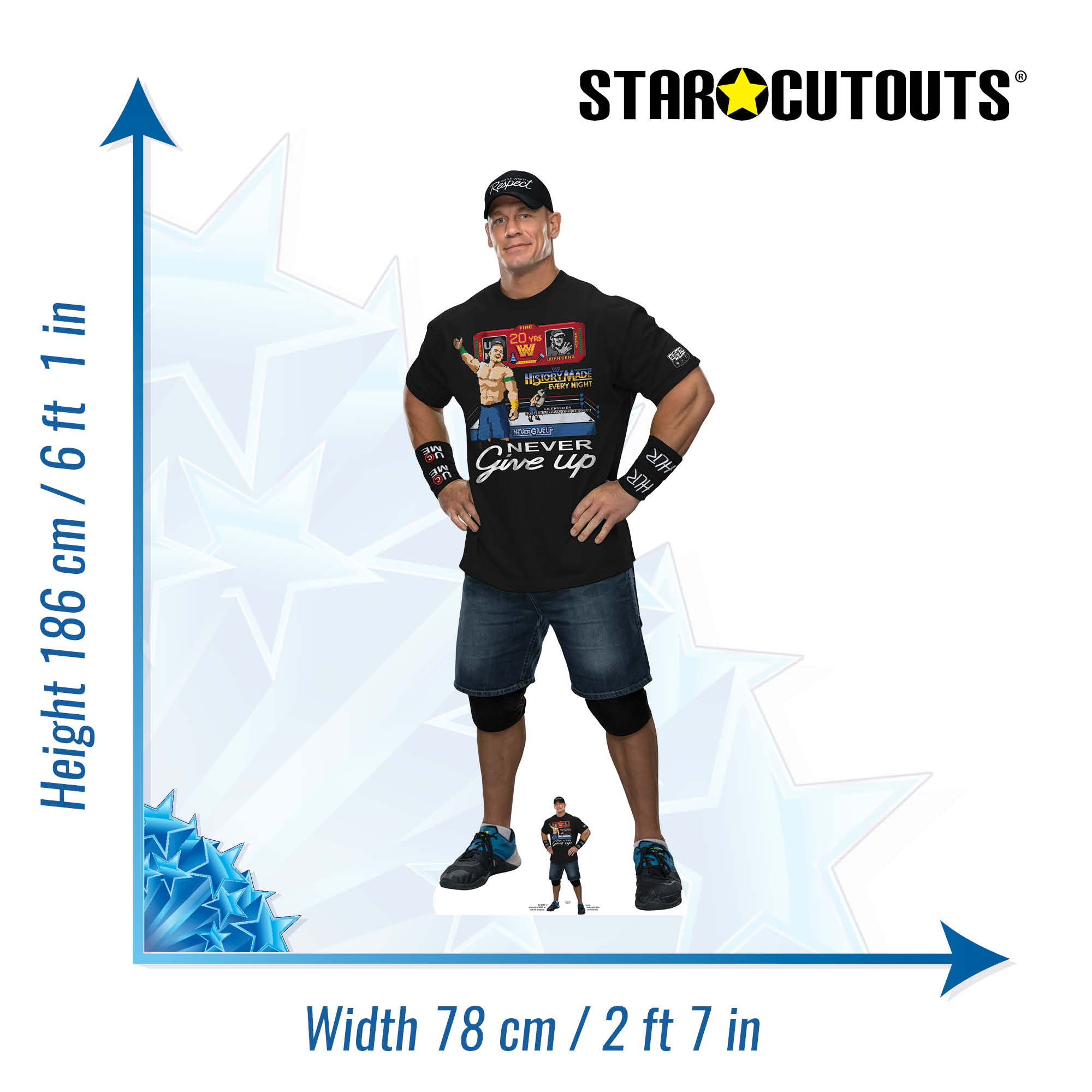 John Cena WWE Cardboard Cut Out (Black T-Shirt)