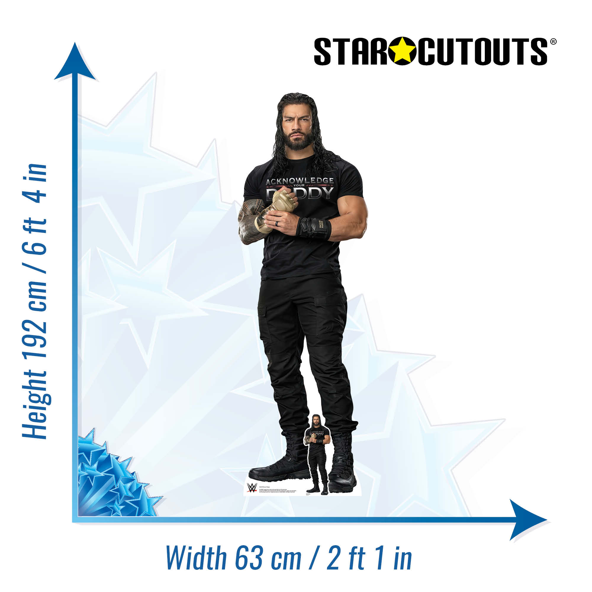 Roman Reigns WWE Cardboard Cut Out (Black T-Shirt)