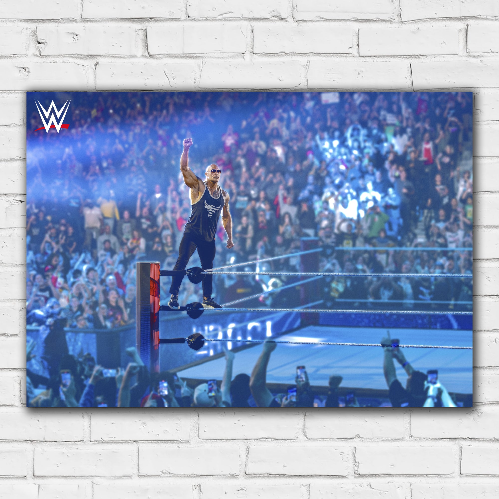 The Rock on Ring Ropes WWE Print Poster
