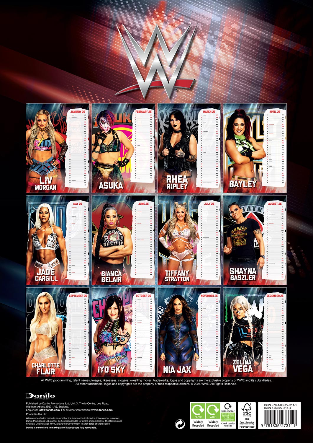 WWE Women's 2025 Calendar