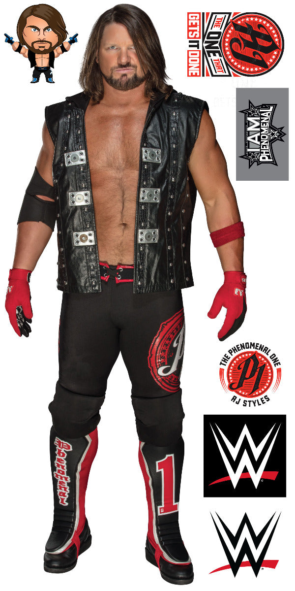 AJ Styles WWE Decal + Bonus Wall Sticker Set