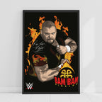Bam Bam Bigelow Flames WWE Print Poster
