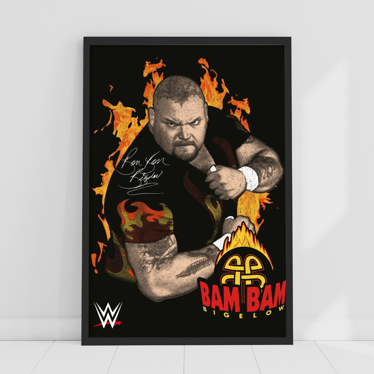 Bam Bam Bigelow Flames WWE Print Poster