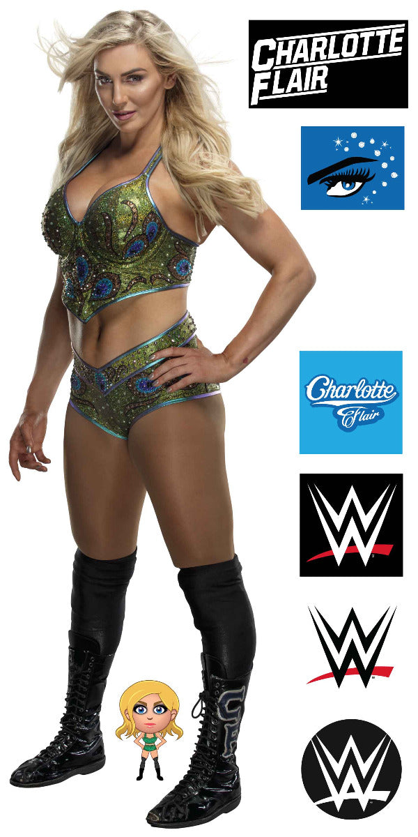 Charlotte Flair WWE Decal + Bonus Wall Sticker Set