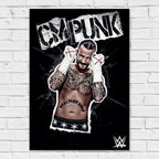 CM Punk Black and White Graphic WWE Print Poster