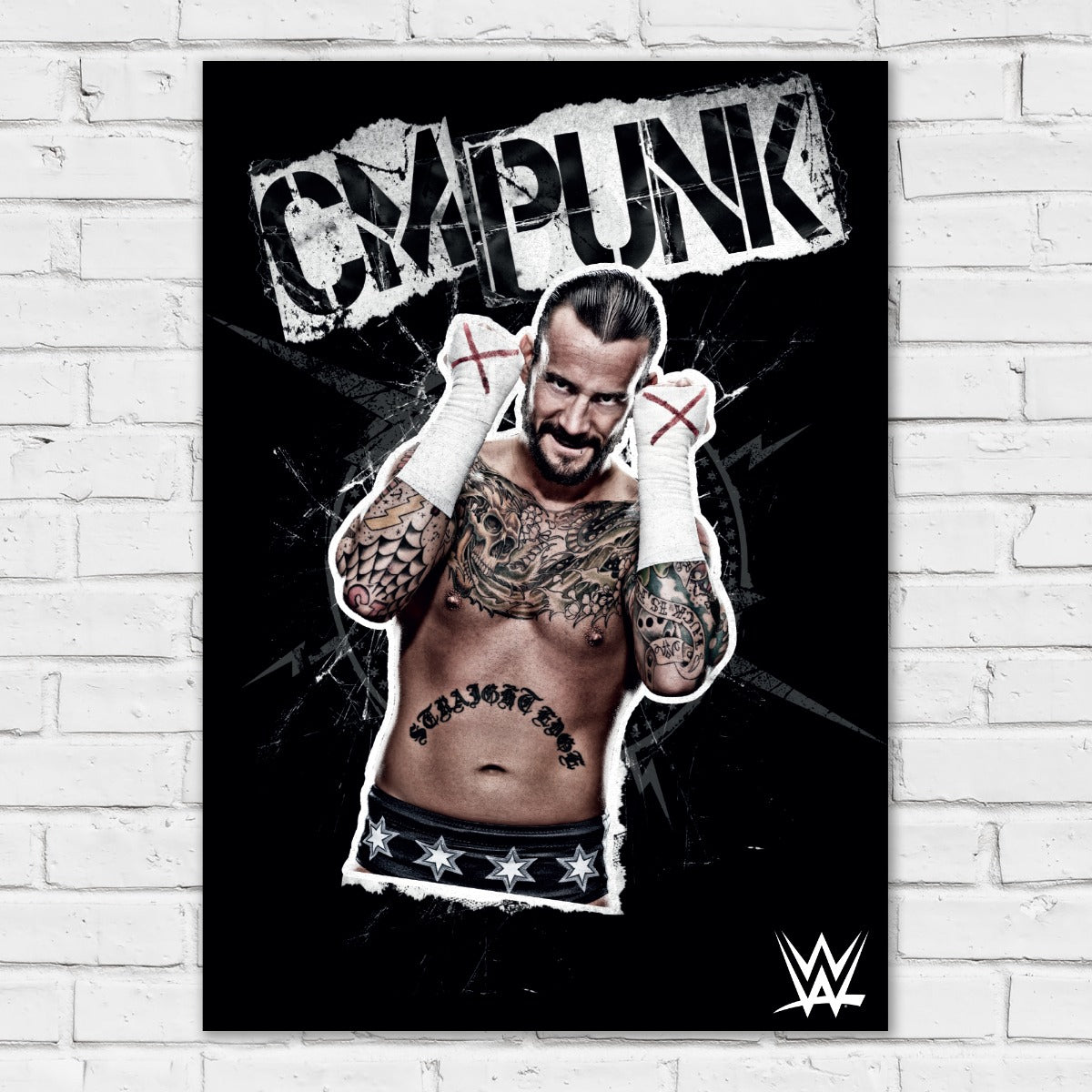 CM Punk Black and White Graphic WWE Print Poster
