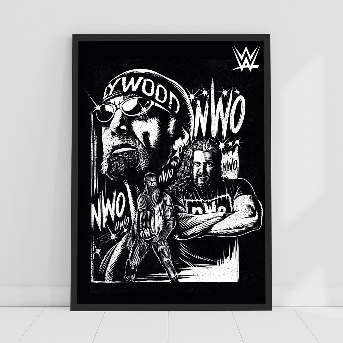 nWo Black & White Graphic WWE Print Poster