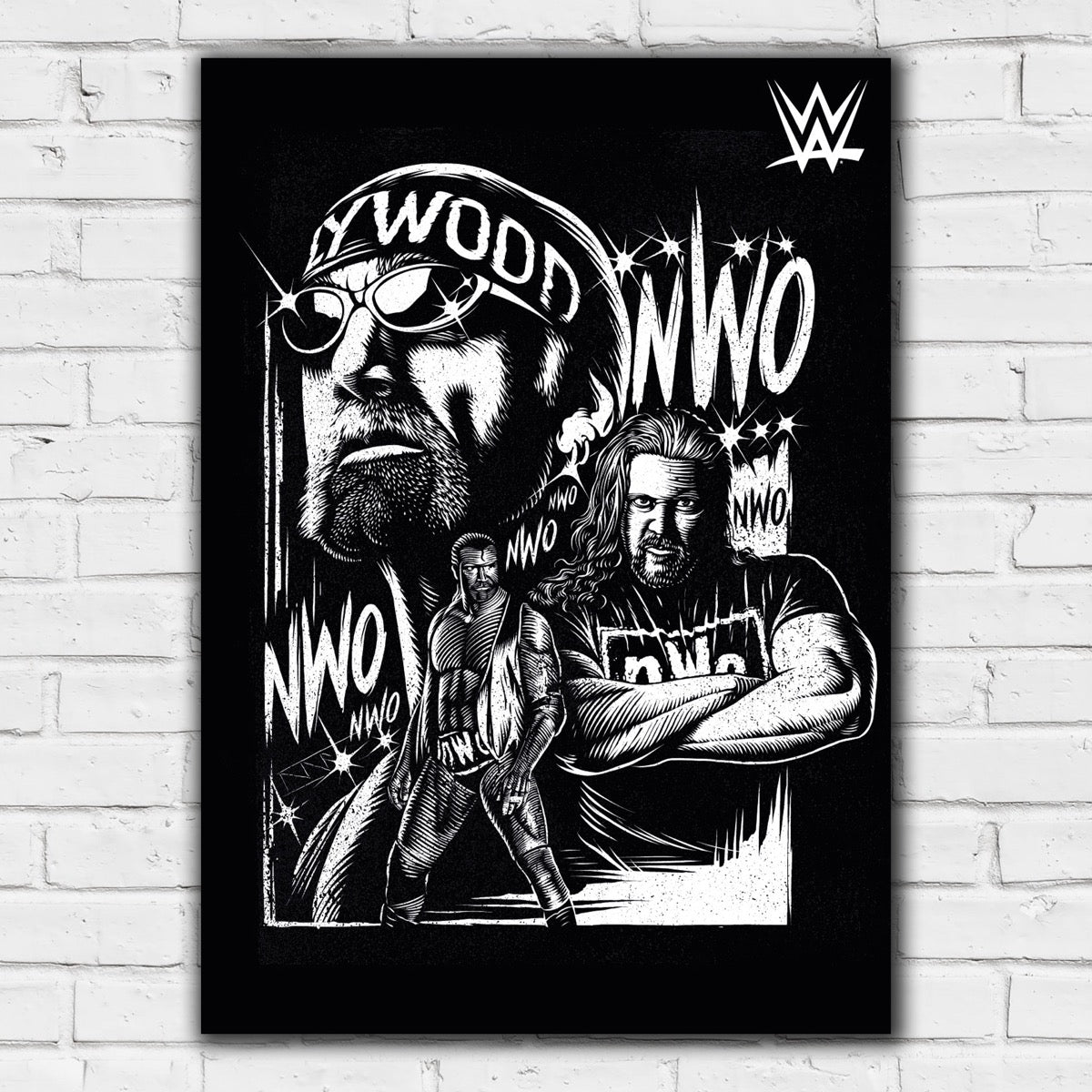 nWo Black & White Graphic WWE Print Poster