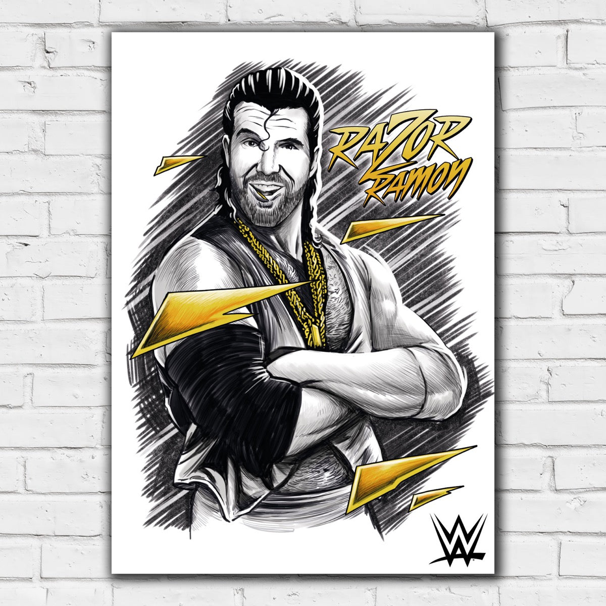 Razor Ramon Sketch WWE Print Poster