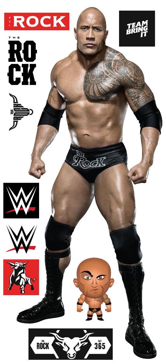 The Rock WWE Decal 1 + Bonus Wall Sticker Set