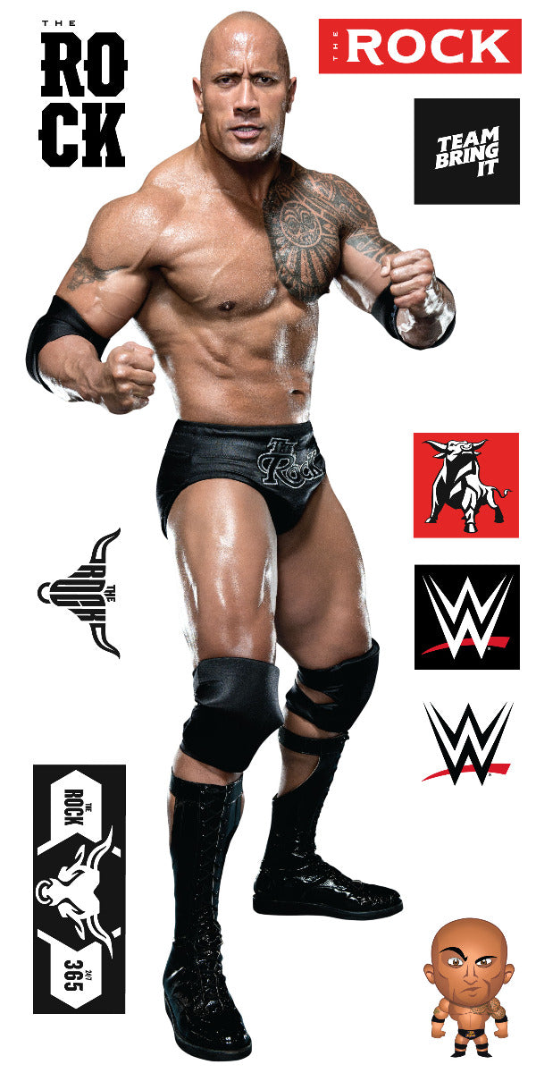 The Rock WWE Decal 2 + Bonus Wall Sticker Set