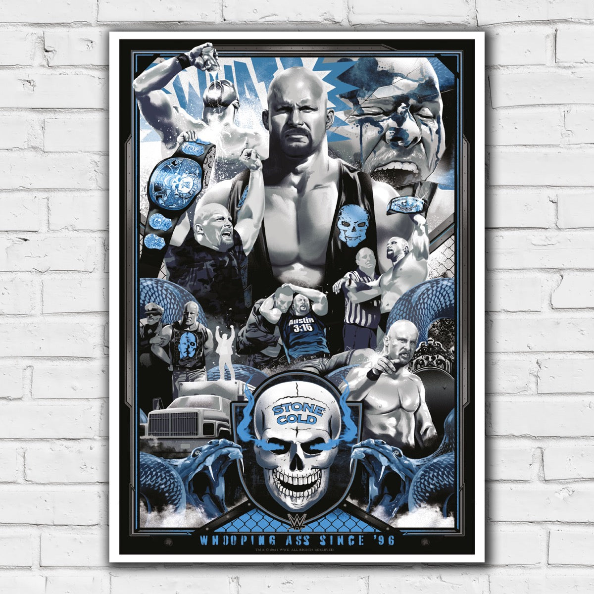Stone Cold Steve Austin WWE Collage Print Poster
