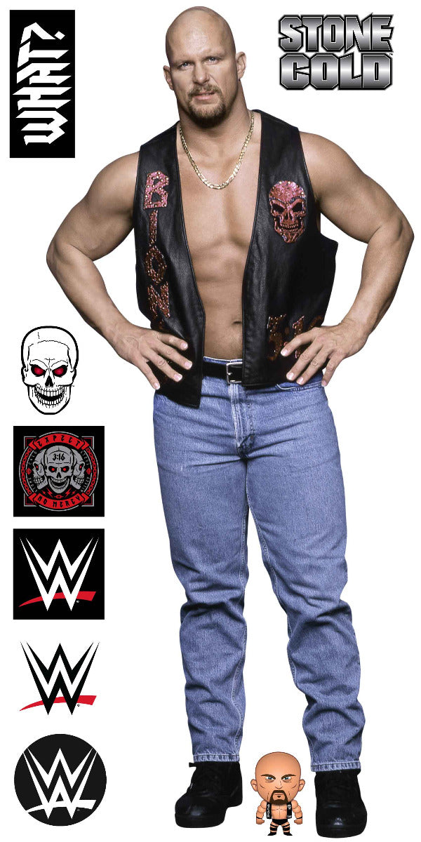 Stone Cold Steve Austin WWE Decal + Bonus Wall Sticker Set