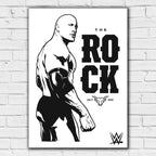 The Rock Black & White Graphic WWE Print Poster