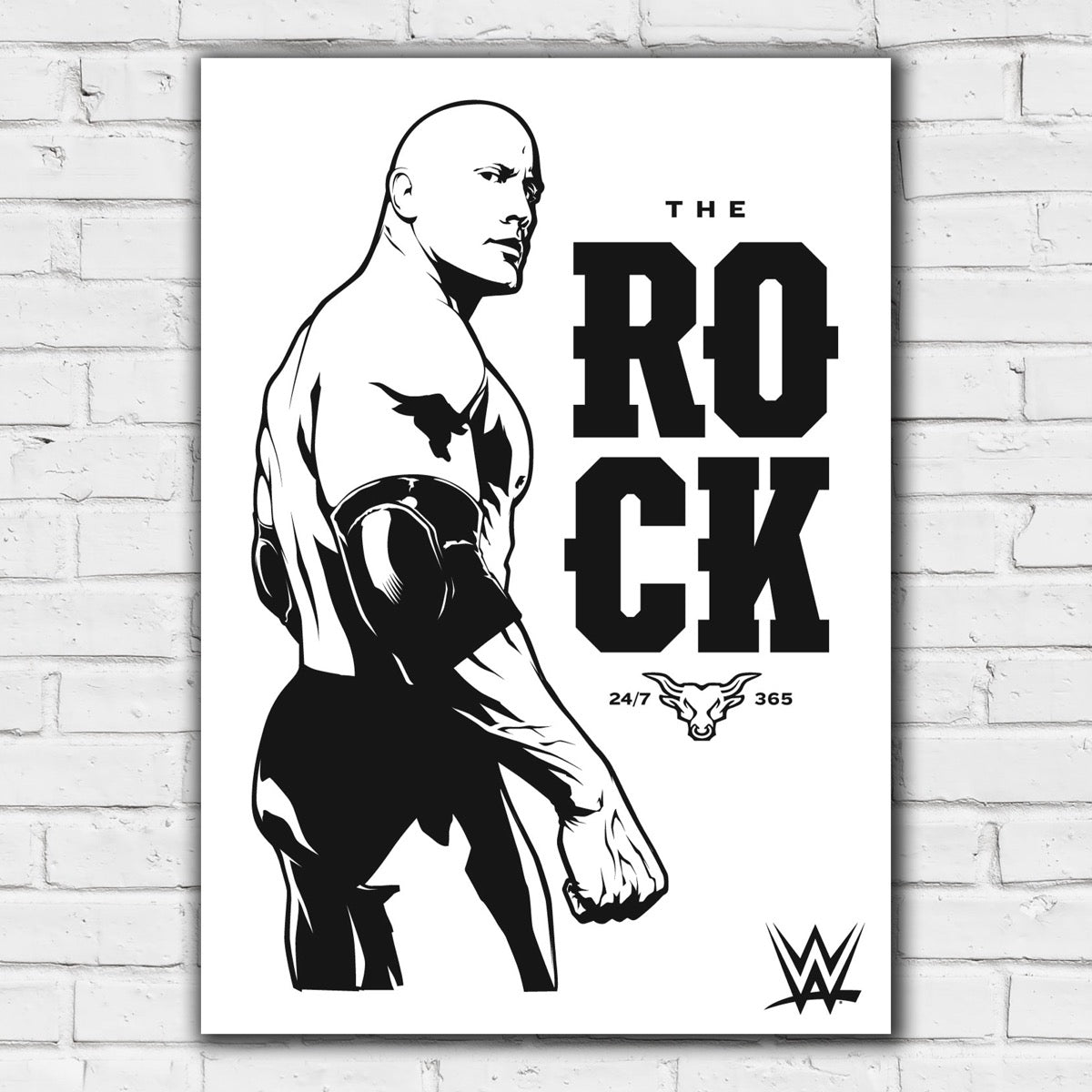 The Rock Black & White Graphic WWE Print Poster