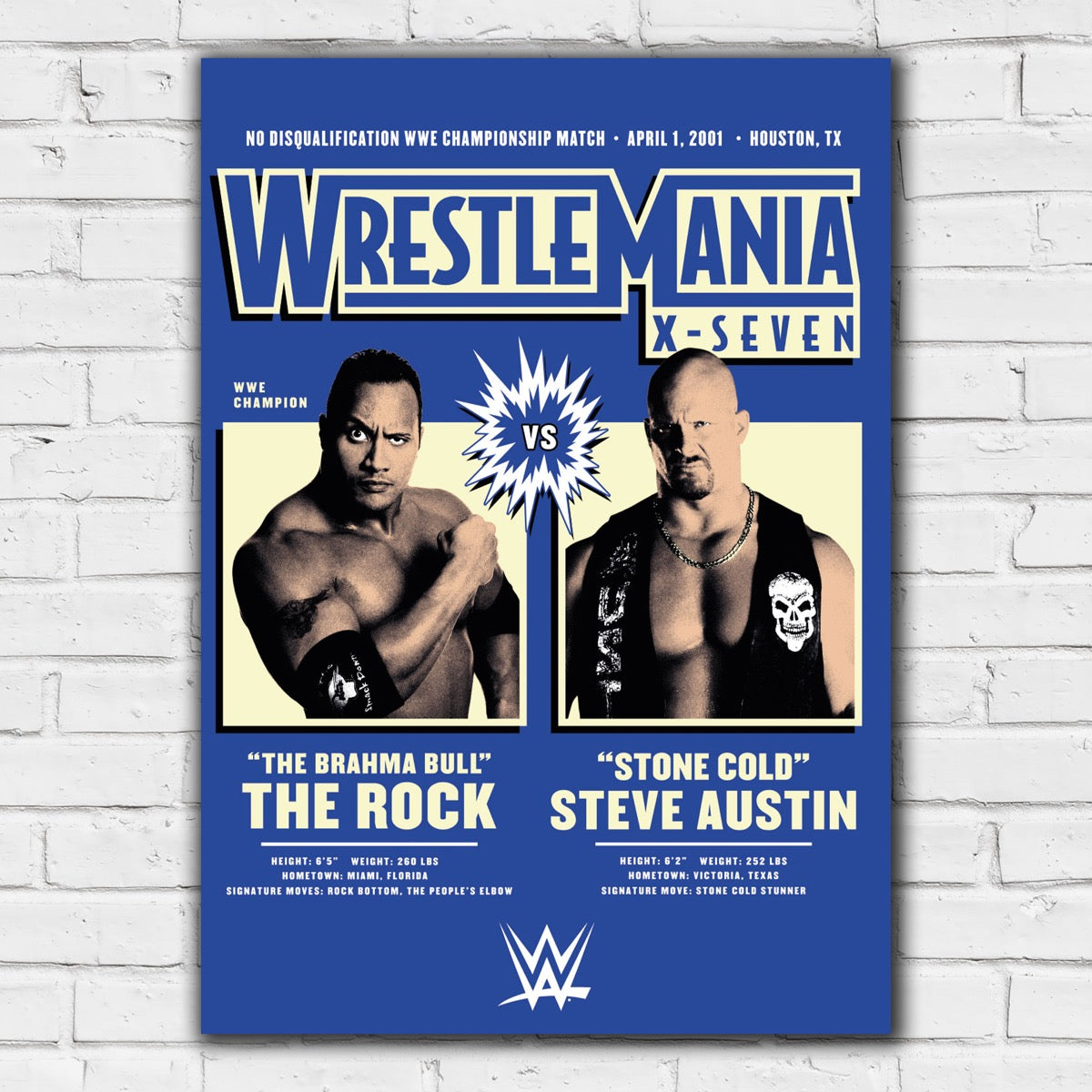 The Rock & Stone Cold Steve Austin WWE WrestleMania Print Poster