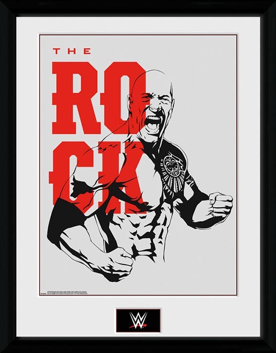 The Rock Outline Logo Framed Photo WWE Collector Print