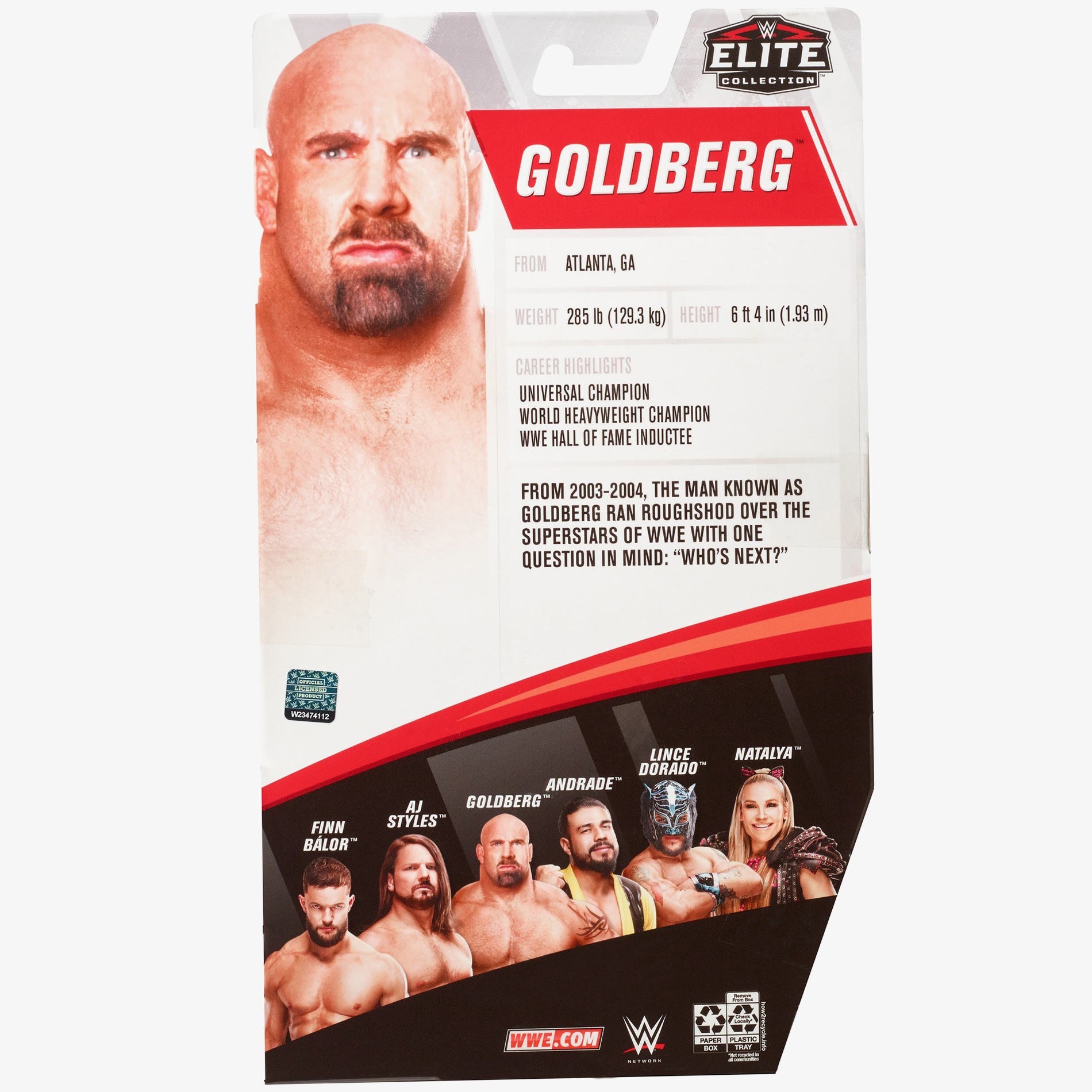  WWE Goldberg Elite Series #74 - Figura de acción de lujo con  detalles faciales realistas, equipo de anillo icónico y accesorios :  Juguetes y Juegos