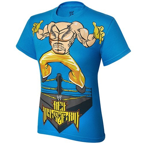 Rey Mysterio - Cartoon Body - Kids WWE T-Shirt (Light Blue)