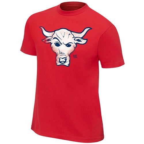 The Rock - Brahma Bull Logo - Mens WWE T-Shirt (Red)