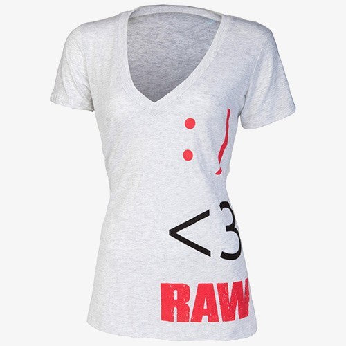 Raw Logo - Womens WWE Authentic V-Neck T-Shirt (White)