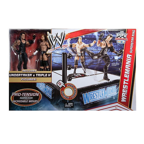 WWE WrestleMania Wrestling Ring Playset (With Undertaker and Triple H Figures)