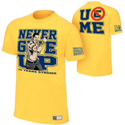 John Cena - 10 Years Strong -  Mens WWE Authentic T-Shirt (Gold Edition)