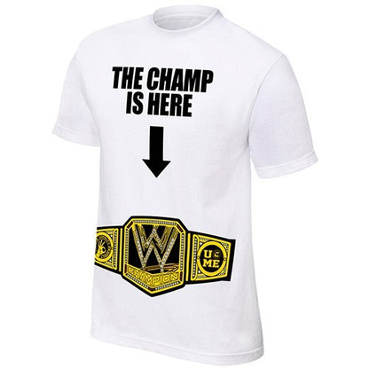 John Cena - The Champ Is Here -  Mens WWE Authentic T-Shirt (White)