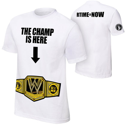 John Cena - The Champ Is Here -  Mens WWE Authentic T-Shirt (White)