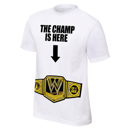 John Cena - The Champ Is Here -  Mens WWE Authentic T-Shirt (White)