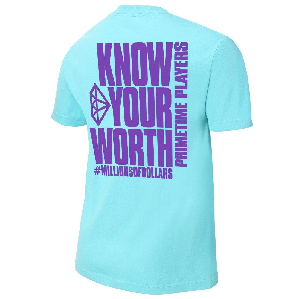 Prime Time Players - Know Your Worth - Mens Authentic WWE T-Shirt (Light Blue)