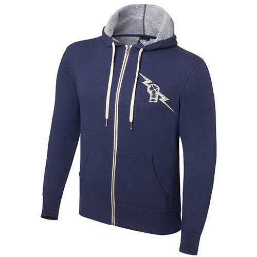 CM Punk - Vintage Lightweight Full Zip - Mens WWE Hoodie Sweatshirt (Navy Blue)