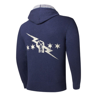 CM Punk - Vintage Lightweight Full Zip - Mens WWE Hoodie Sweatshirt (Navy Blue)